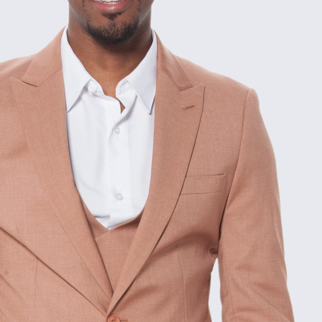 [DISCOUNTED] Peach Slim Fit Suit With Double Breasted Vest - Limited Sizes