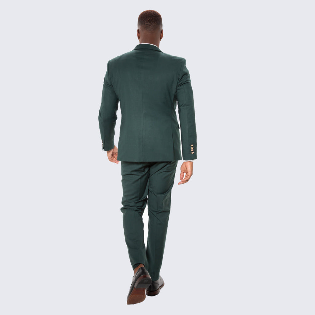 [DISCOUNTED] Green Skinny Fit Suit Three Piece Set with Double Breasted Vest - Limited Sizes