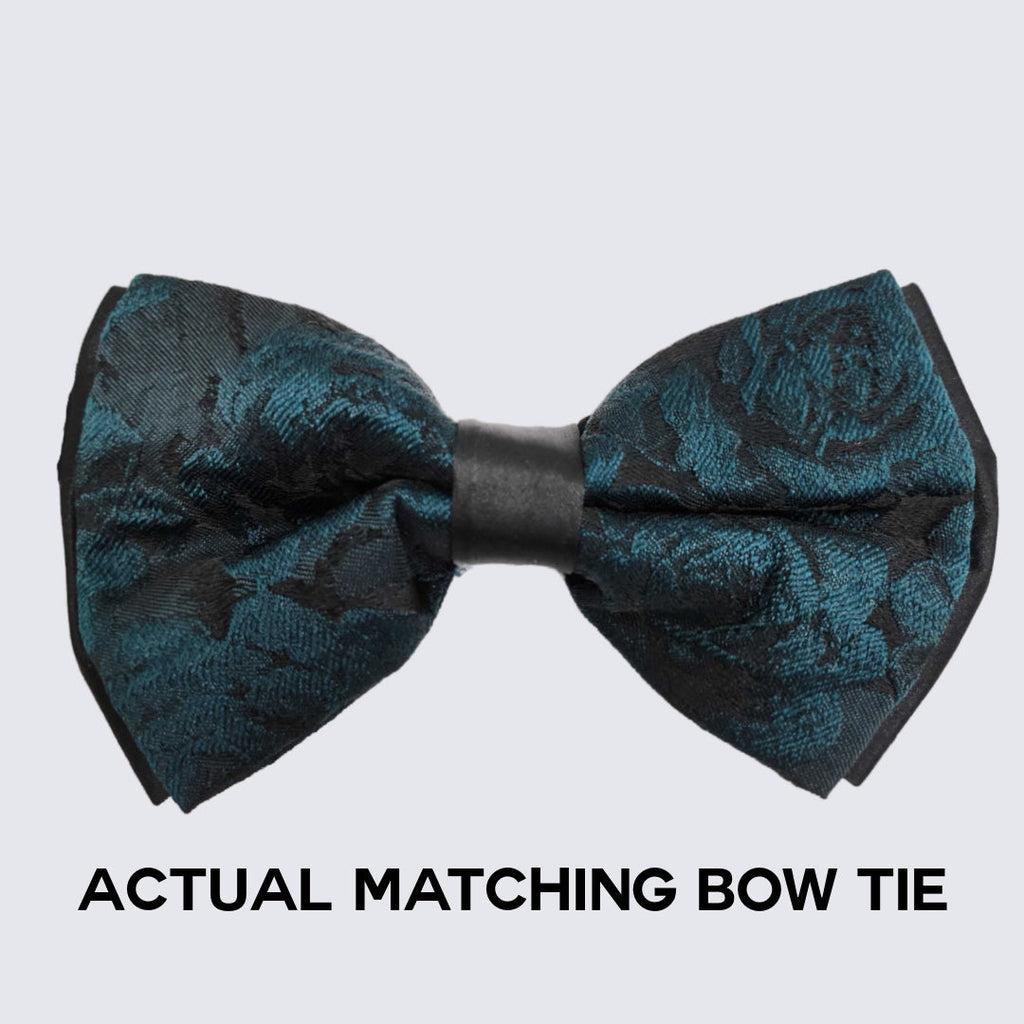 [DISCOUNTED] Hunter Green Tuxedo with Floral Design Four Piece Set - Limited Sizes