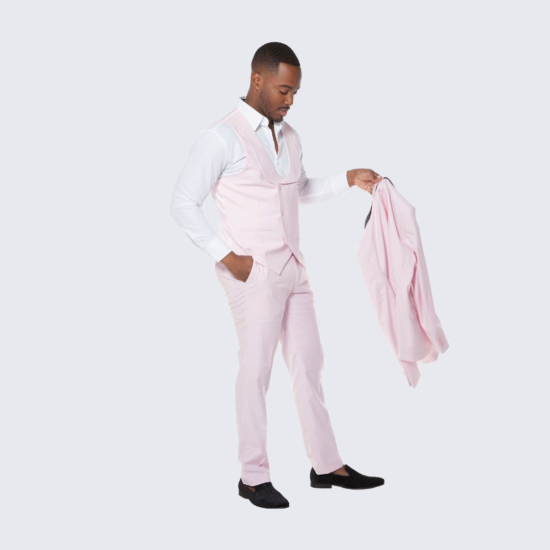 [DISCOUNTED] Men's Pink Suit Three Piece Set - Limited Sizes