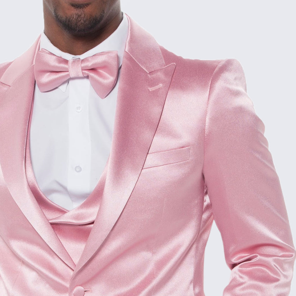 [DISCOUNTED] Pink Satin Tuxedo Four Piece Set - Limited Sizes