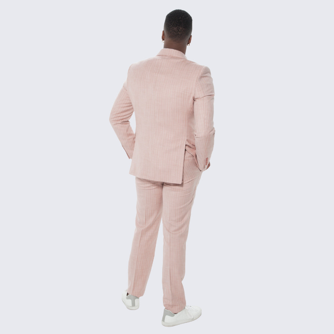 [DISCOUNTED] Rose Pinstripe Suit Double Breasted Wide Peak Lapel - Limited Sizes