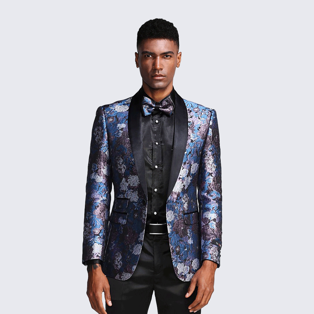 [DISCOUNTED] Rose and Lavender Tuxedo Jacket Floral Pattern Slim Fit - Limited Sizes