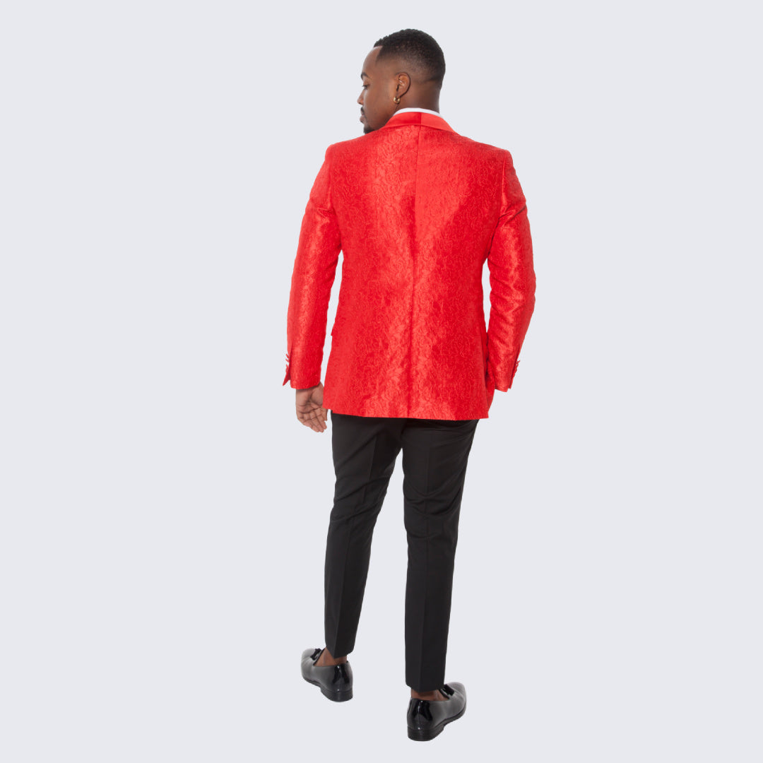 [DISCOUNTED] Red Paisley Tuxedo Jacket Slim Fit - Limited Sizes