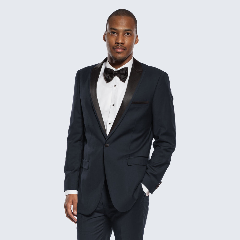 [DISCOUNTED] Navy Blue Tuxedo Slim Fit One Button Peak Framed Lapel - Limited Sizes
