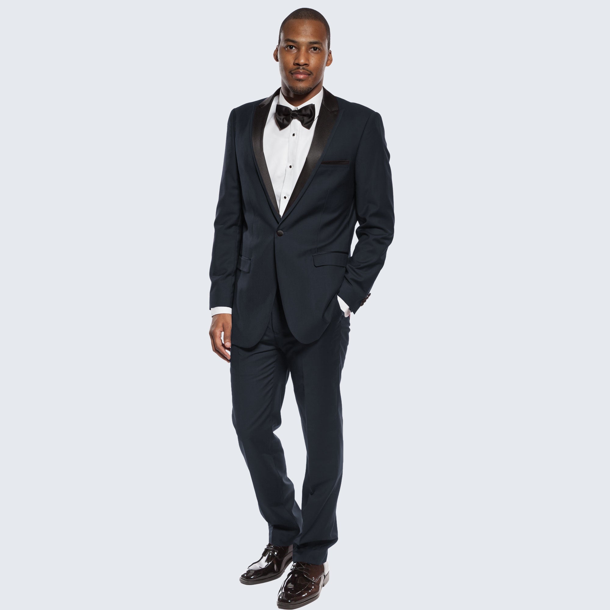 [DISCOUNTED] Navy Blue Tuxedo Slim Fit One Button Peak Framed Lapel - Limited Sizes