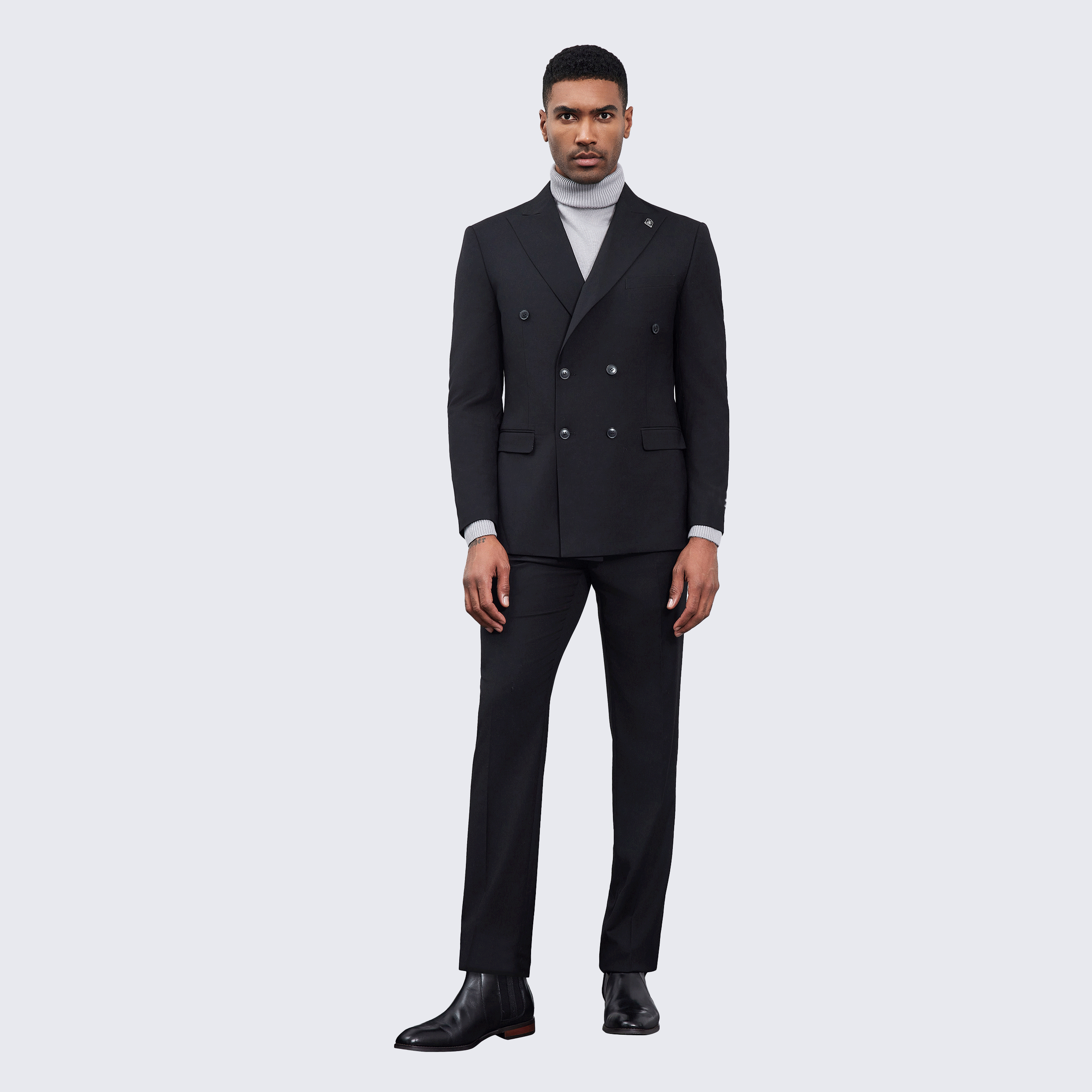 [DISCOUNTED] Men's Double Breasted Black Suit by Stacy Adams - Limited Sizes