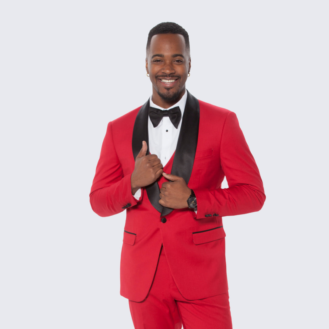 [DISCOUNTED] Red Tuxedo Slim Fit with Large Shawl Lapel by Stacy Adams - Limited Sizes