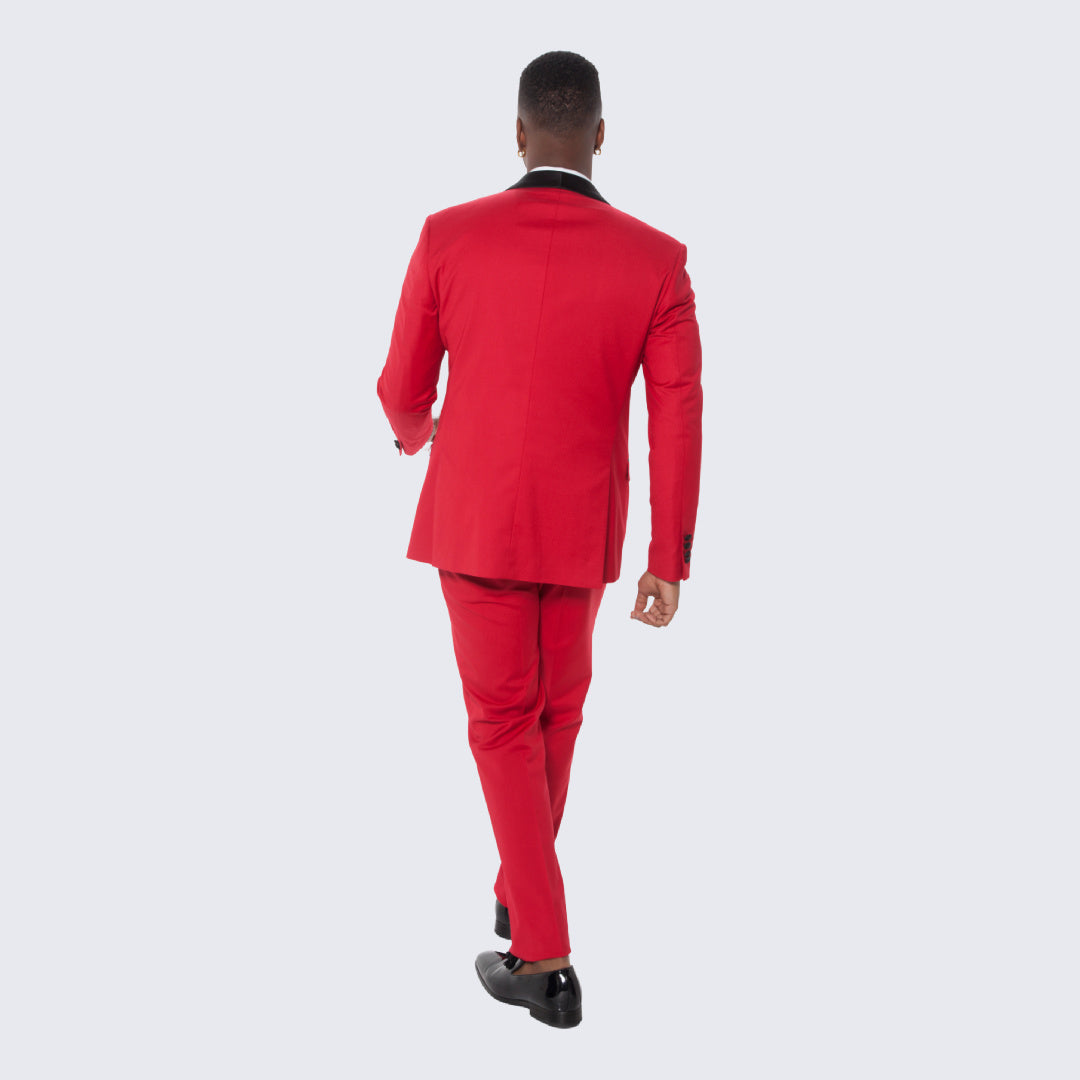 [DISCOUNTED] Red Tuxedo Slim Fit with Large Shawl Lapel by Stacy Adams - Limited Sizes