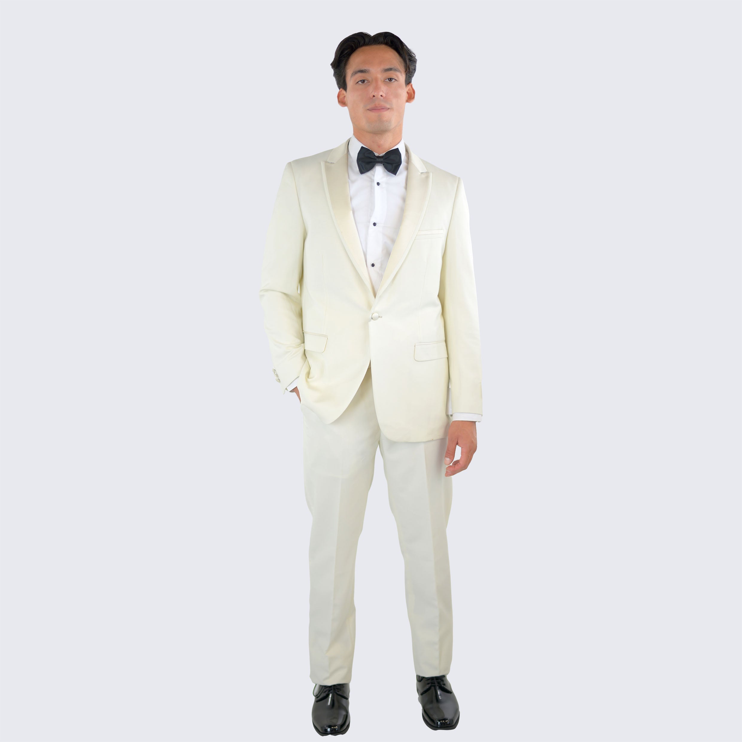 [DISCOUNTED] Ivory Slim Fit Tuxedo One Button Peak Framed Lapel - Limited Sizes
